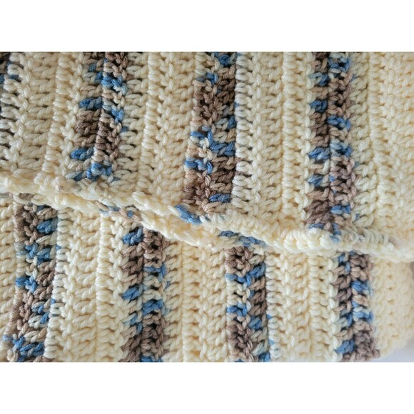 Handmade Crochet Shawl Long Scarf Wrap Neutral Colors 69"x 16.5" - Picture 7 of 8